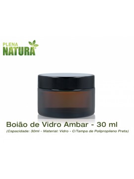 Boião - Vidro Ambar - 30 ml (c/tampa de Polipropileno Preta)